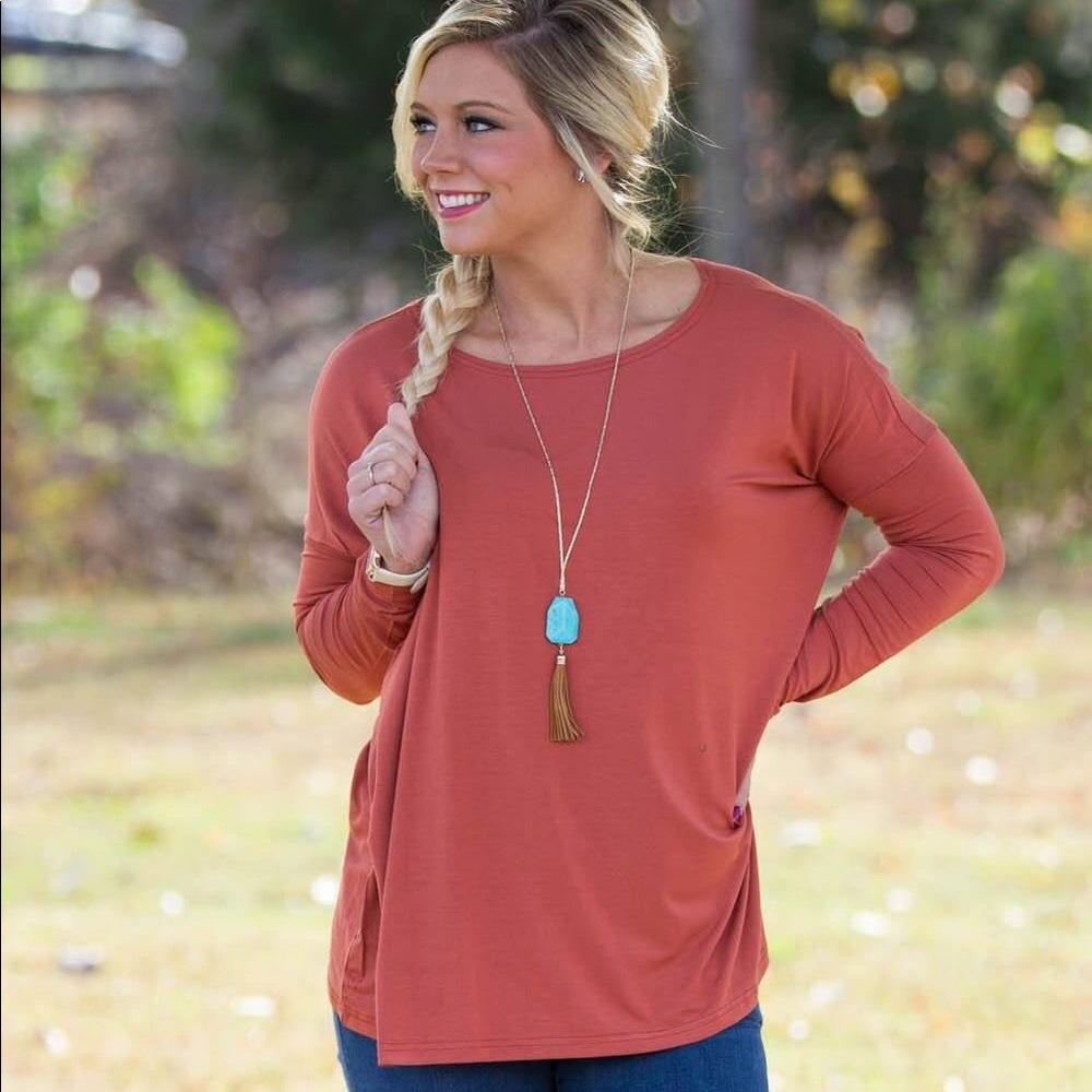 Knitted PIKO blouse MEDIUM, Rust